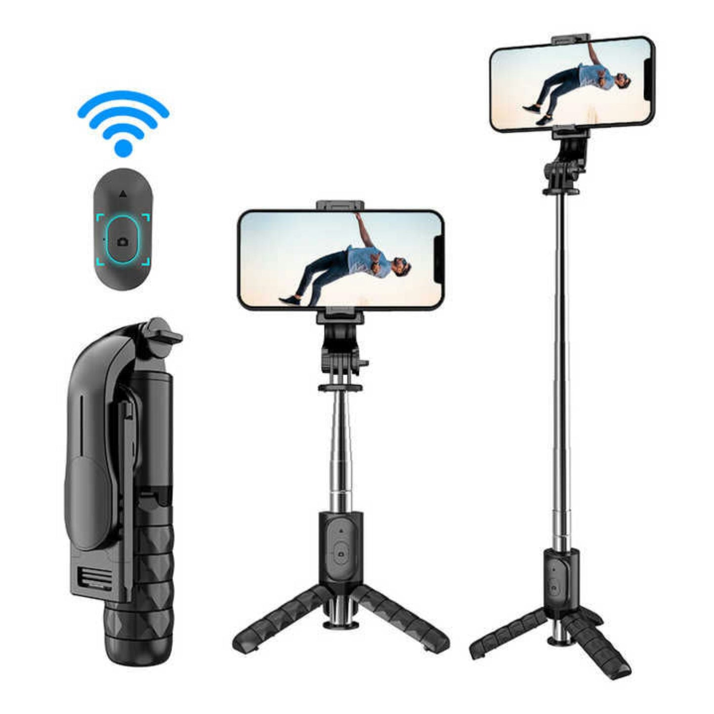 Bluetooth Selfie Stick Tripod Wireless Handheld Stand with LED Light & Remote