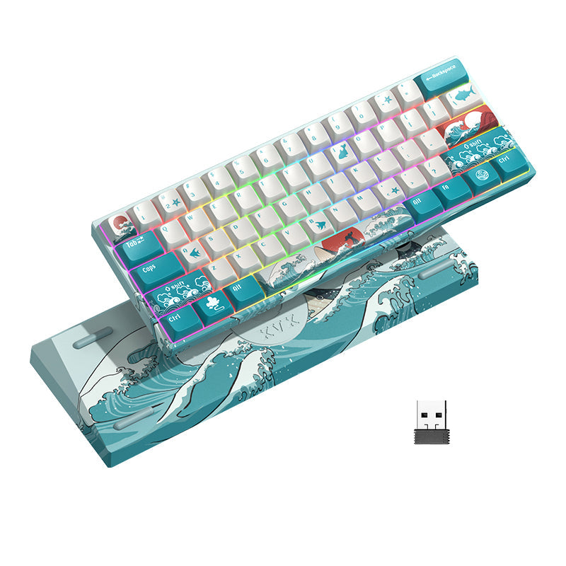 M61 Coral Sea Themed 61 Keys Wired/Wireless Mechanical Keyboard