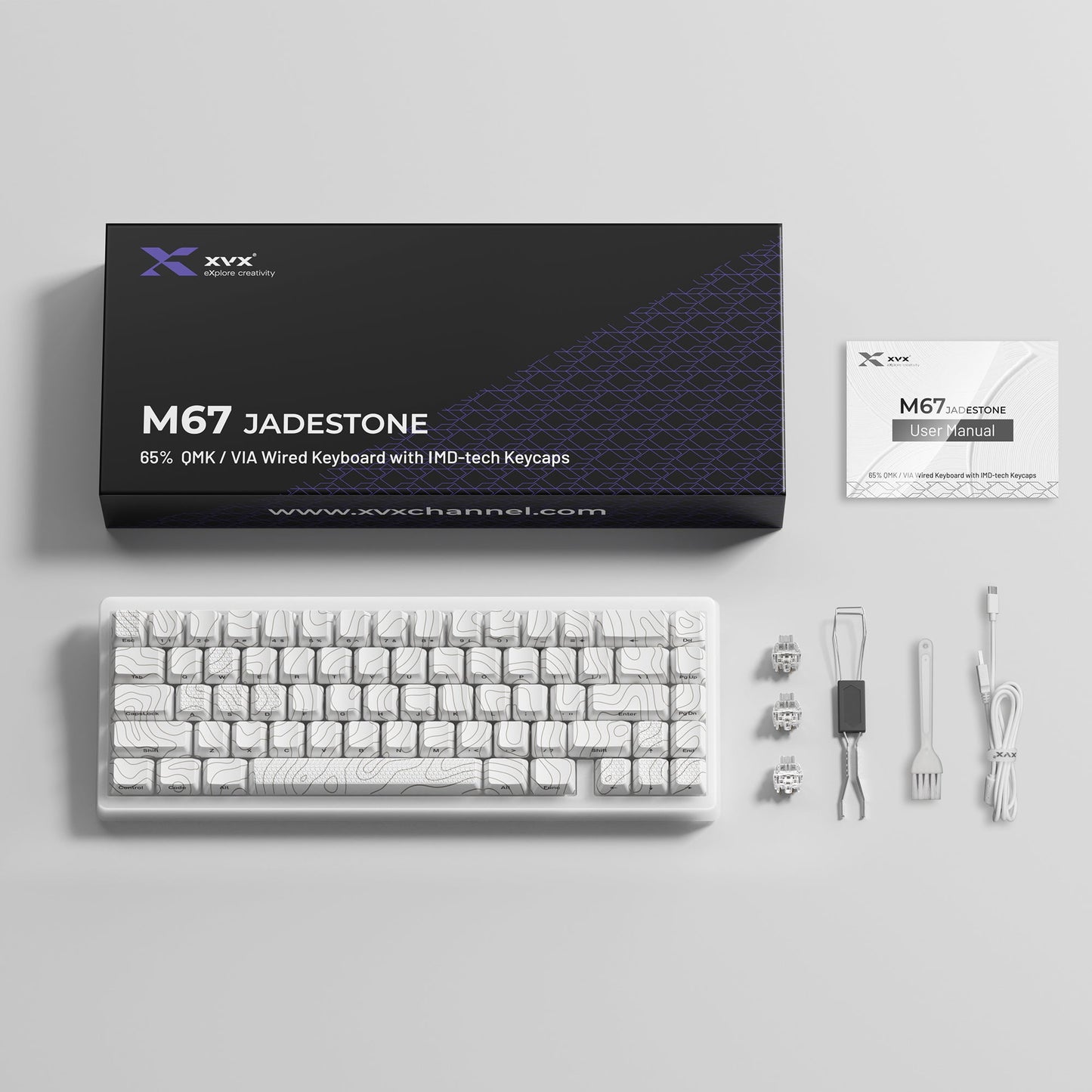 M67 JadeStone Mechanical Keyboard With IMD-Tech Keycaps (Stellar White)