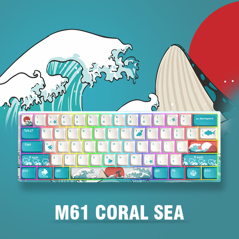 M61 Coral Sea Themed 61 Keys Wired/Wireless Mechanical Keyboard