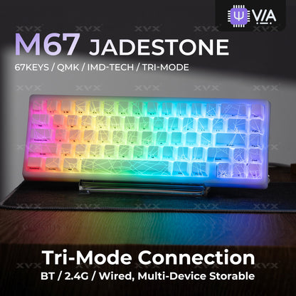 M67 JadeStone Mechanical Keyboard With IMD-Tech Keycaps (SPIDER WEB Version Pattern)（Tri-Mode）