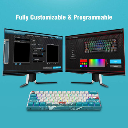 M61 Coral Sea Themed 61 Keys Wired/Wireless Mechanical Keyboard