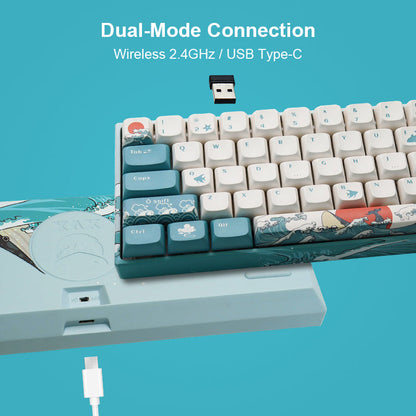 M61 Coral Sea Themed 61 Keys Wired/Wireless Mechanical Keyboard