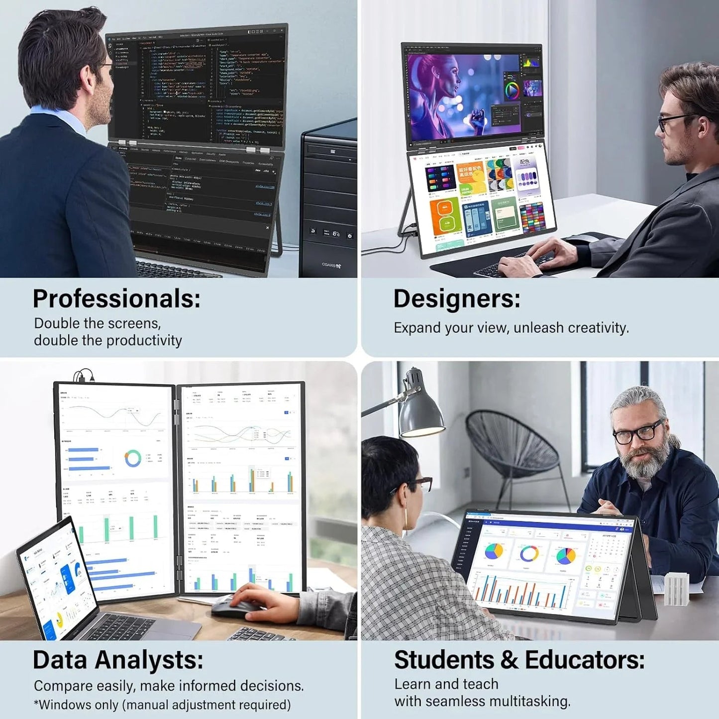 InnoView Foldable 23.8" Dual Monitor-INVPM609