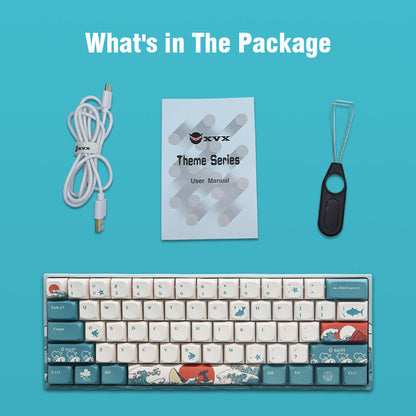 M61 Coral Sea Themed 61 Keys Wired/Wireless Mechanical Keyboard