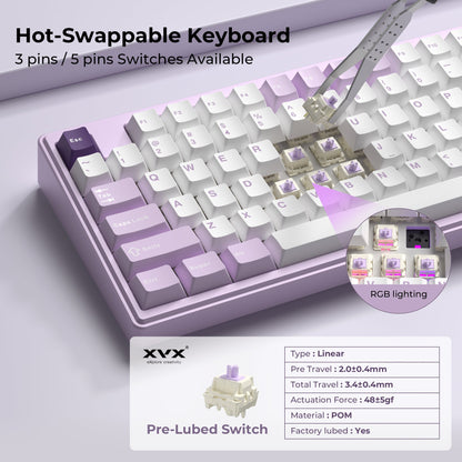K75 Pro CNC Aluminum Mechanical Keyboard Hot Swap Switchs Flex Cuts PCB With PBT Keycaps