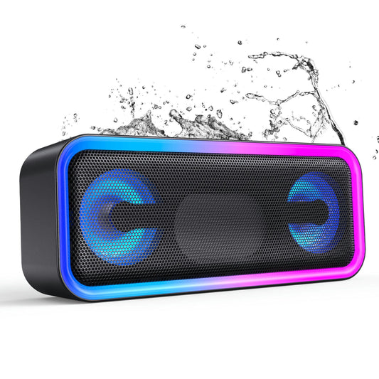 PRO Bluetooth Speaker 20W Sound, IPX6 Waterproof, 20H Playtime, RGB Lights, Deep Bass